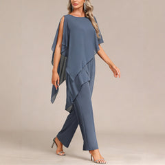 Women's Off-shoulder Irregular Top And Pants Two-piece Set