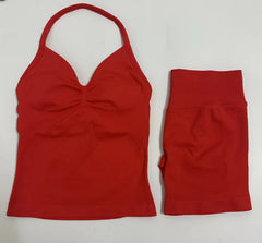 Fashionable Seamless Womens Fitness Shorts Set