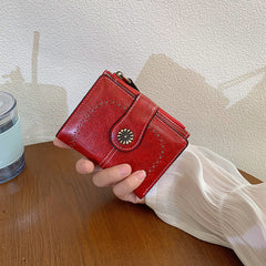 New Womens Oil-leather Wallet Vintage Short Style