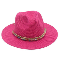 Single-color Fringed Dome-style Simple And Versatile Wide-brimmed Straw Hat Suitable For Vacation, Travel And Beach Use