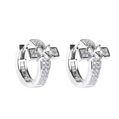 Cross Earrings Men's Diamond-encrusted Zircon Hip Hop