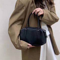 Elegant Lychee-Grain Bowling Bag For Women Retro And Versatile