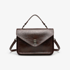 Oil-waxed Leather Vintage New Style Minimalist Fashionable Elegant Womens