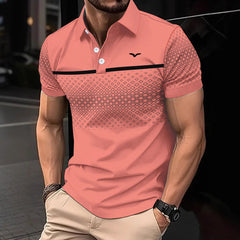 Men's Slim-Fit Printed Lapel Short-Sleeve Polo Shirt