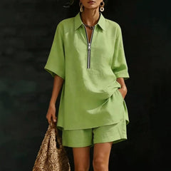 Women's Top Short-Sleeve Shirt Set
