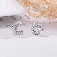 26-letter Zircon Earrings Uppercase Letters