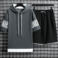 Loose Short-sleeved Hooded Sweater For Teenagers