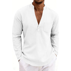 SpringAutumn Loose Linen Men's Casual Breathable Long-Sleeve