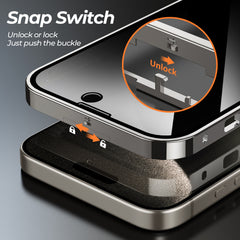 Anti-Privacy Metal Buckle Magnetic Support Wireless Charging Double-Sided Lens Full Cover Phone Case Protective Cover