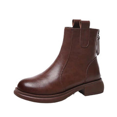 Women's Flat-Heeled Fleece-Lined Ankle Boots With Zippers