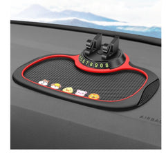 Support de téléphone de voiture antidérapant 4 en 1 avec carte de stationnement et tapis antidérapant. Support de téléphone adhésif pour tableau de bord.