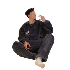 Plush Pajamas Men's Winter Warm Leisure Flannel Suit