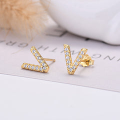 26-letter Zircon Earrings Uppercase Letters