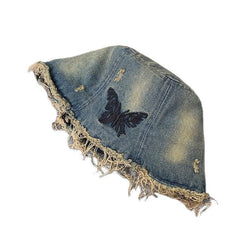Fashionable All-Match Embroidered Butterfly Fringed Custom Fisherman Hat