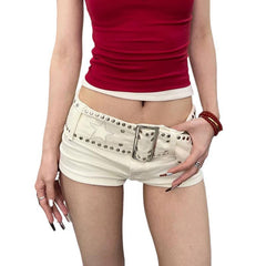 Weiße Damen-Denimshorts für Herbst/Winter