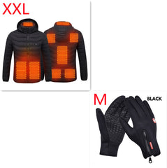 Winter Heated Jacket USB Electric Cotton Coat Zip-up Heater Thermal Clothing Heating Vest For Men