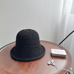 Hollow-out Knitted Bucket Hat For Women