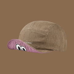 Spring And Summer Embroidered Cartoon Eyes Shapable Water-washed Dome-style American-style Funny And Cute Baseball Cap For Couples, For Date, Shopping, Outdoor Outings.
