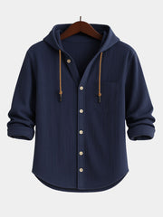 Men's Fashion Hooded Cotton-Linen Casual Long-Sleeve