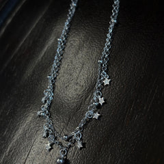 1pc 999 Sterling Silver Double-Layer Star & Bead Anklet, Delicate Luxurious Style, Perfect For Daily Wear & Valentine's Gifts