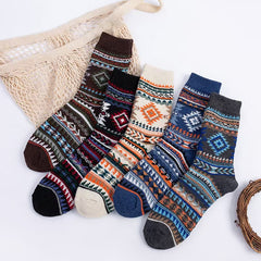 Mens Socks Vintage Ethnic-style Wool Socks For Winter