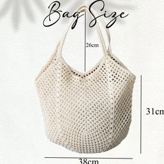 Hollow-out Knitted Tote Bag For Women