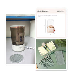 Outil de nettoyage de pinceaux à paupières pour femmes, machine de nettoyage de pinceaux de maquillage électrique portable avec chargement USB, brosse cosmétique automatique
