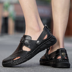 Genuine Leather Youth Casual Sandals Mens Trendy All-Match Slippers