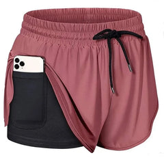 Women Quick Dry Fake 2 in 1 Reflective Running Shorts Girls Double-Deck Gym Yoga Fitness Jogging Workout Short Pants Custom Logo