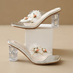 Transparent High Heels, Rhinestone Slippers, Women's Summer Crystal Sandals, French Sandals