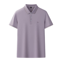 Men's Short-sleeve Lapel Solid-color Top