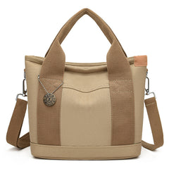Women's Canvas Tote Bag With Contrasting Color Design