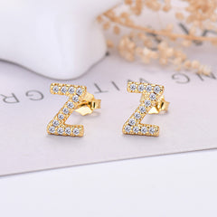 26-letter Zircon Earrings Uppercase Letters