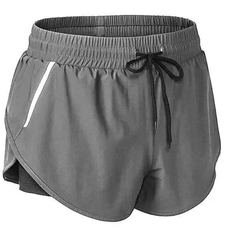 Women Quick Dry Fake 2 in 1 Reflective Running Shorts Girls Double-Deck Gym Yoga Fitness Jogging Workout Short Pants Custom Logo
