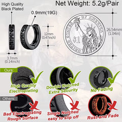 Stainless Steel Norwegian Viking Rune Hoop Earrings for Men Woman Unisex 12 Mm Huggie Hoop Religious Earring Jewelry