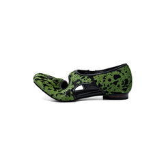 Women's Premium Full Grain Leather Pony Hair Split-Toe Mary Jane Flats, Shallow Cut-Out Shoes