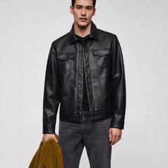 Men's Faux Leather Biker-style Jacket