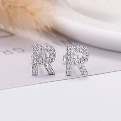 26-letter Zircon Earrings Uppercase Letters