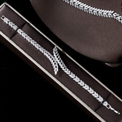 3A Zircon Jewelry Micro Set Full Crystal Necklace And Earrings 4 Piece Set For Weddings And Banquets