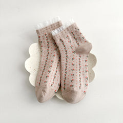 Summer Short Thin Cute Flower Lace Casual Boat Socks