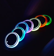 Dessous de verre lumineux LED coloré pour porte-gobelet, rechargeable par énergie solaire et USB, antidérapant, éclairage d'ambiance automatique pour voiture