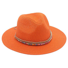 Single-color Fringed Dome-style Simple And Versatile Wide-brimmed Straw Hat Suitable For Vacation, Travel And Beach Use
