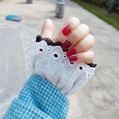 Sweater Sweater With Fake Sleeves, Cotton Sleeves, Women's Lace Cuffs, White Lace Shirt Sleeves