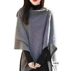 Women's Casual Loose Solid-Colored Knitted Cape Scarf