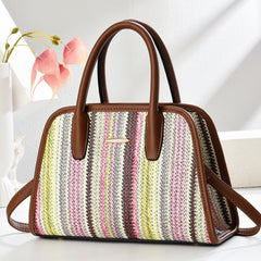 Contrast-color Commuter Handbag For Women