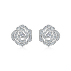 A Luxurious And Fashionable Minimalist Jewelry Earring Set Featuring Top-quality Moissanite Stones, Made Of S925 Silver Electroplated With Platinum.