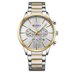 Mens Waterproof Business Round Six-Hand Calendar Watch