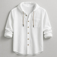 Men's Fashion Hooded Cotton-Linen Casual Long-Sleeve