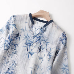 Commuter-style Loose Top For Women Cotton-linen Slimming Tea Gown