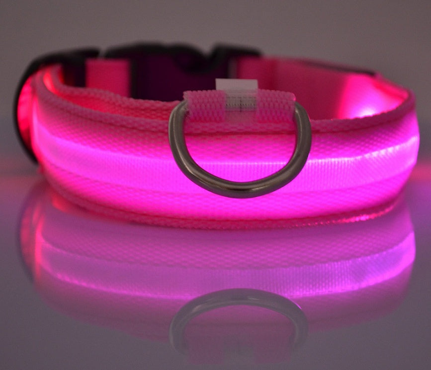 Collier lumineux LED en nylon pour chien et chat, clignotant pour une sécurité nocturne optimale, laisse ajustable. Accessoires pour animaux de compagnie. 